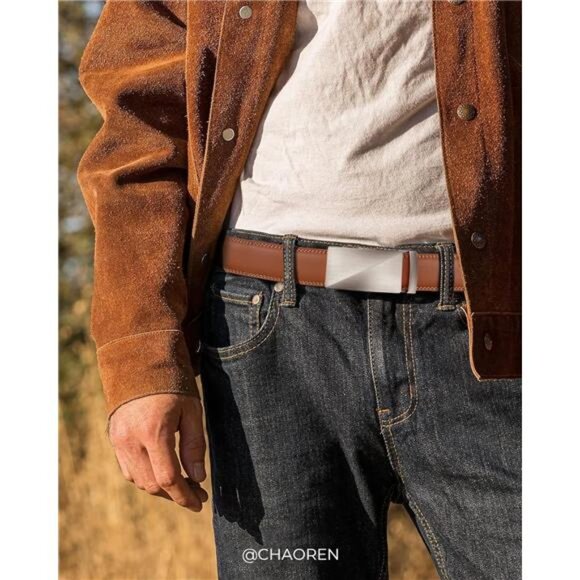 Mens Belt Leather Ratchet Belt - Customizable Fit, Effortless Style 35mm - Picture 3 of 7